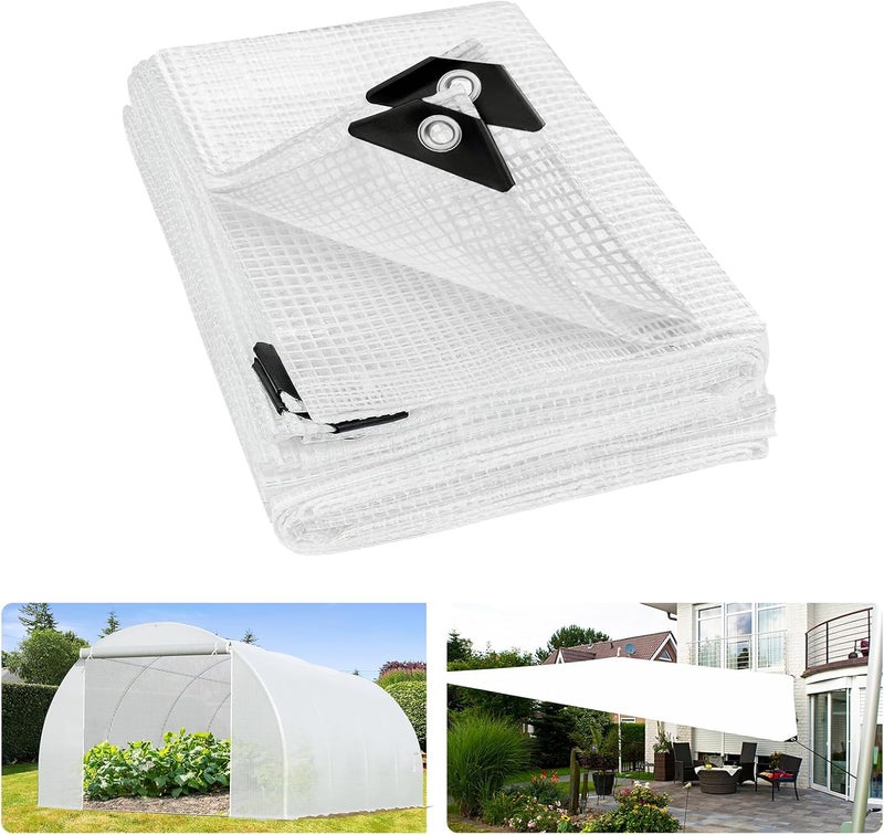 ANGAR 16 Mil Heavy Duty Clear Greenhouse Tarp, 8x10FT Waterproof Clear Tarps with Grommets, UV Resistant Greenhouse Replacement Poly Cover, for Gardening, Farming, Chicken Coops, Canopy,Outdoor - Image 1